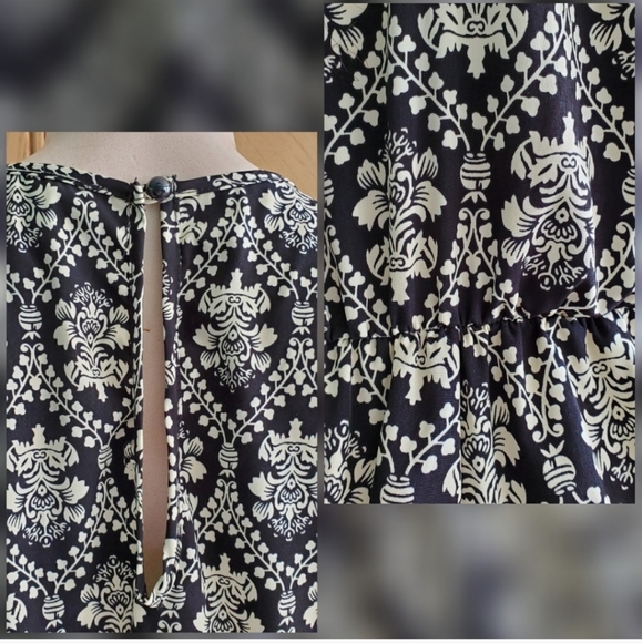 Cloudless Floral Black Cream White Romper Short Size Large - Picture 4 of 5